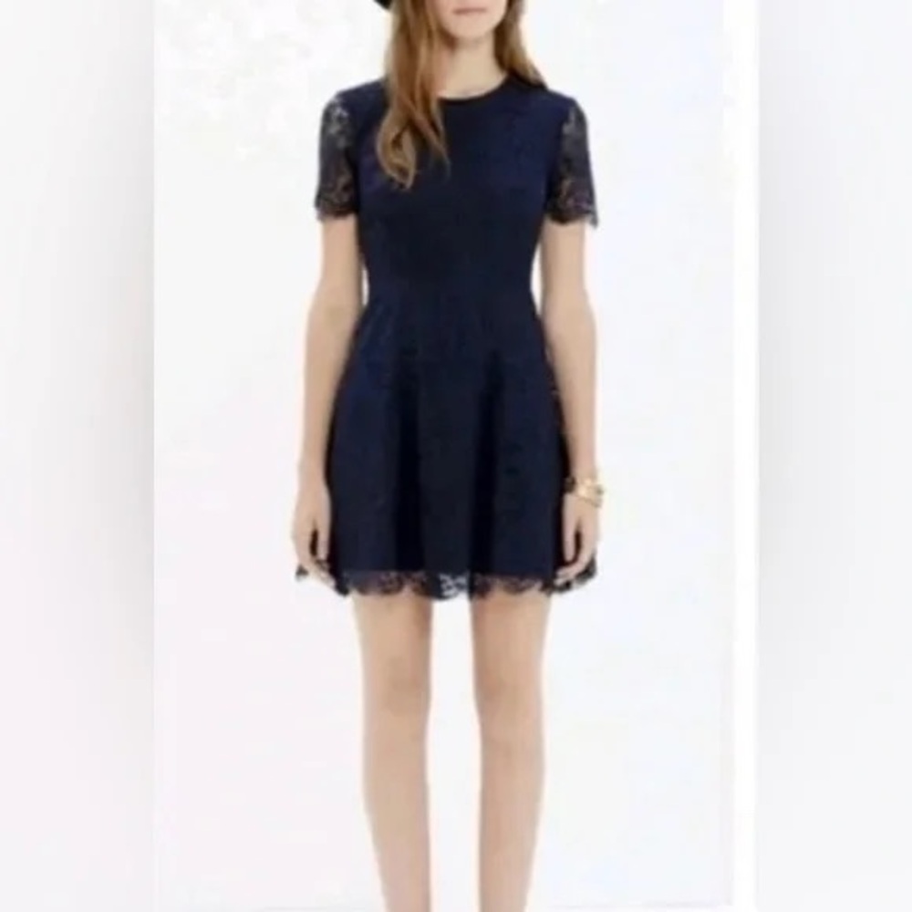 Madewell Womenโs Navy Blue Lace Magnolia Sheath Dress NWOT